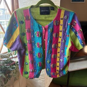 Vintage Michael Simon New York striped sequin top